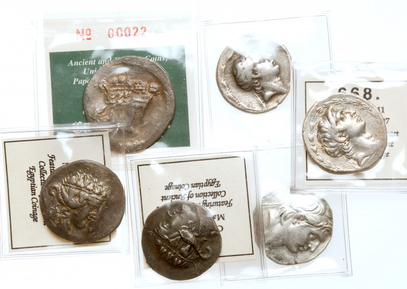 6-piece group of Large Silver Greek Coins. Consists of: 3 Thasos Silver Tetradra...