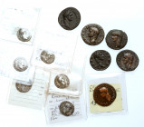 12-piece lot of Roman First Century AD Silver Denarii (6) and Bronze Ases (6)