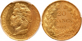 France. 20 Francs, 1840-A (Paris). PCGS AU53