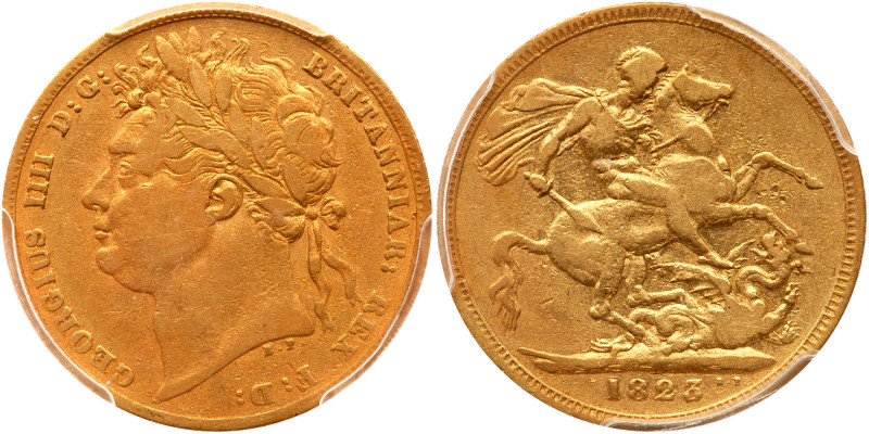 Great Britain. Sovereign, 1823. S.3800; Fr-376; KM-682. Weight 0.2355 ounce. Geo...