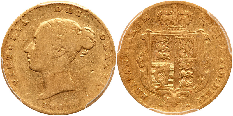 Great Britain. &frac12; Sovereign, 1847. S.3859; Fr-389b; KM-735.1. Weight 0.117...