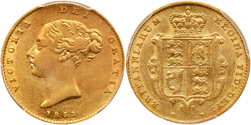 Great Britain. &frac12; Sovereign, 1853. S.3859; Fr-389b; KM-735.1. Weight 0.117...