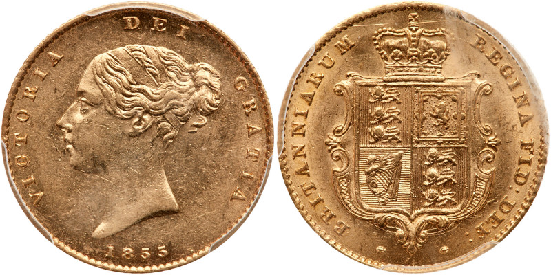 Great Britain. &frac12; Sovereign, 1855. S.3859; Fr-389b; KM-735.1. Weight 0.117...