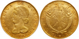 Colombia. 8 Escudos, 1836-RS (Bogota). PCGS AU