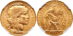 France. 20 Francs, 1908. NGC MS65