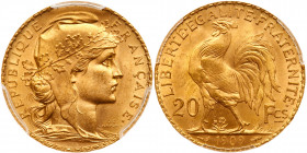 France. 20 Francs, 1909. PCGS MS65
