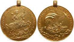 Hungary. St. George Gold Medallic Taler, ND (Ca.1800). EF