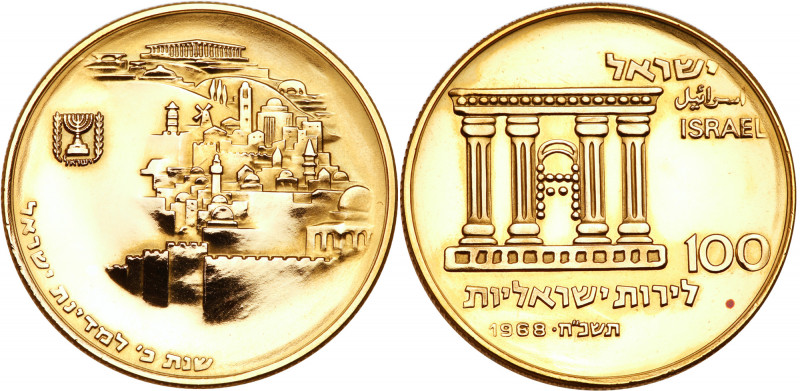 Israel. 100 Lirot, 1968. KM-52. Weight 0.6430 ounce. For the 20th Anniversary - ...