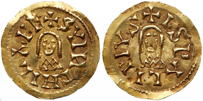 Spain-Visigoths. Suinthila. Gold Tremissis (1.42 g), 621-631. Ispali (Seville). ...