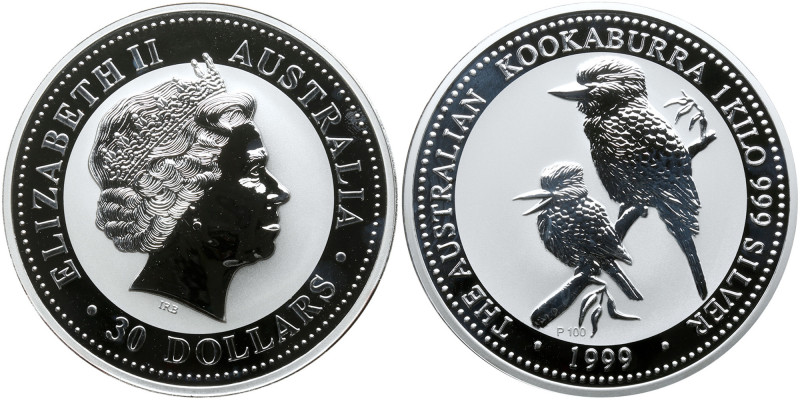 Australia. 30 Dollars, 1999. KM-447. Silver Kilo (32.1989 ounces). Elizabeth II....