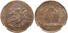 Bolivia. Peso size Silver Proclamation, 1852. NGC AU58