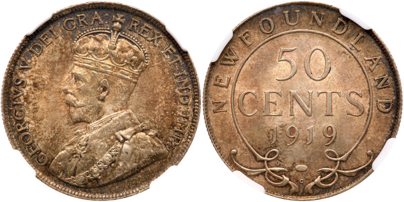 Canada - Newfoundland. 50 Cents, 1919-C. KM-12. George V. Pop 1; none finer at N...