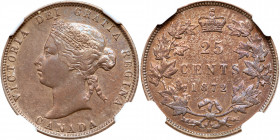Canada. 25 Cents, 1872-H. NGC AU50