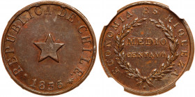 Chile. ½ Centavo, 1835. NGC MS62