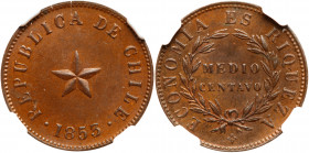 Chile. ½ Centavo, 1853. NGC MS62