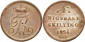 Denmark. 4 Rigsbankskilling, 1836-IFF. EF-AU