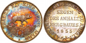 German States: Anhalt-Bernburg. Mining Taler, 1855. NGC UNC