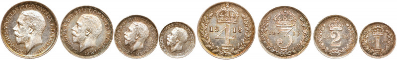 Great Britain. Maundy Set, 1918. S.4016; ESC-2535; KM-MDS276. George V. Mintage ...