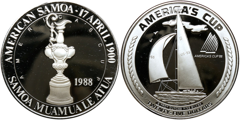 Samoa (American) 25 Dollars, 1988. KM-3. Silver. 5 Troy ounces. America's Cup '8...