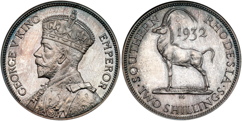 Southern Rhodesia. Proof Florin (2 Shillings), 1932. KM-4. George V. Head left. ...