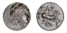 Monedas Antiguas
Troas
AE-8. (c. 400-284 a.C.). Gargara. A/Cabeza laureada de Apolo?. R/Caballo al galope. 0.64g. SNG.Cop 326-31. MBC.