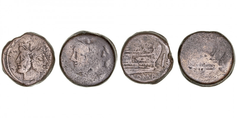República Romana
Anónimo
As. AE. Lote de 2 monedas. Jano Bifronte. Pesos: 24,6...