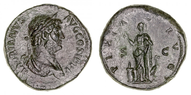 Imperio Romano
Adriano
As. AE. Roma. (117-138). A/Busto laureado a der., alred...