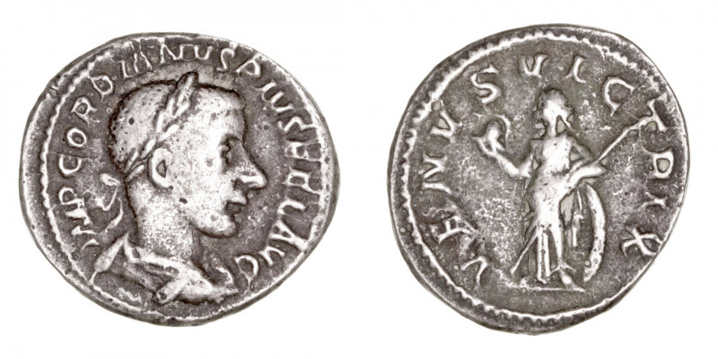 Imperio Romano
Gordiano III
Denario. AR. Roma. (238-244). R/VENVS VICTRIX. 2.7...
