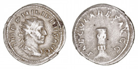 Imperio Romano
Filipo I
Antoniniano. AR. (244-249). R/SAECVLARES AVGG. 4.25g. RIC.24c. MBC-/BC.