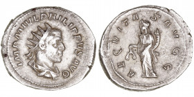 Imperio Romano
Filipo I
Antoniniano. AR. (244-249). R/AEQVITAS AVGG. 3.99g. RIC.27b. MBC+.