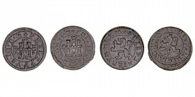 Monarquía Española
Felipe III
4 Maravedís. AE. Segovia. Lote de 2 monedas. 1601 C y 1604. Cal.-. BC+.