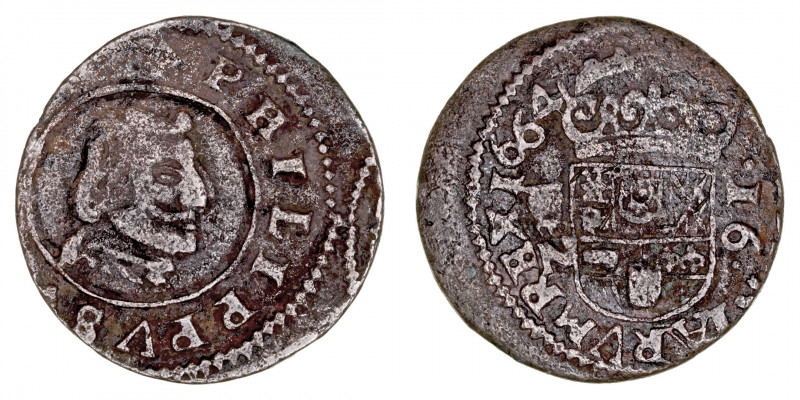 Monarquía Española
Felipe IV
16 Maravedís. AE. Granada N. 1664. 3.82g. Cal.464...