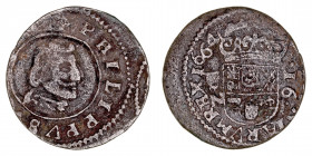Monarquía Española
Felipe IV
16 Maravedís. AE. Granada N. 1664. 3.82g. Cal.464. Desplazada. (BC+).