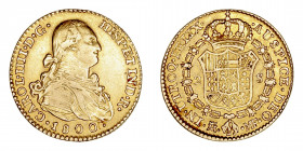 Monarquía Española
Carlos IV
2 Escudos. AV. Madrid MF. 1800. 6.63g. Cal.1295. MBC.