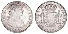 Monarquía Española
Carlos IV
8 Reales. AR. México TH. 1808. 26.95g. Cal.988. Conserva brillo. EBC/EBC+.