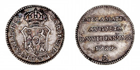 Monarquía Española
Carlos IV
Medalla. AR. Proclamación en Madrid. 1789. Módulo 1/2 Real. 1.40g. 15.00mm. H.66. Bonita pátina. MBC+.