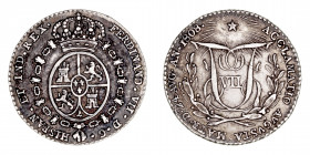 Monarquía Española
Fernando VII
Medalla. AR. Proclamación en Madrid. 1808. Módulo real. 2.95g. 20.00mm. H.3. Tonalidad. MBC+/MBC.