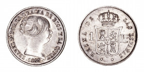 Monarquía Española
Isabel II
Real. AR. Sevilla. 1855. 1.32g. Cal.325. EBC-.