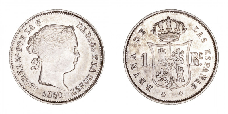 Monarquía Española
Isabel II
Real. AR. Sevilla. 1960. 1.30g. Cal.331. Rayitas....