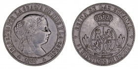 Monarquía Española
Isabel II
2 1/2 Céntimos de Escudo. AE. Segovia OM. 1867. 6.12g. Cal.240. MBC.