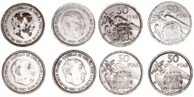 La Peseta
Francisco Franco
50 Pesetas. Latón. 1957. Lote de 4 monedas. Falsas de época. MBC.