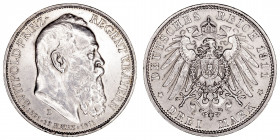 Monedas Extranjeras
Alemania
3 Marcos. AR. 1909 D. Baviera, Príncipe regente Luitpold. 16.69g. KM.998. MBC+.