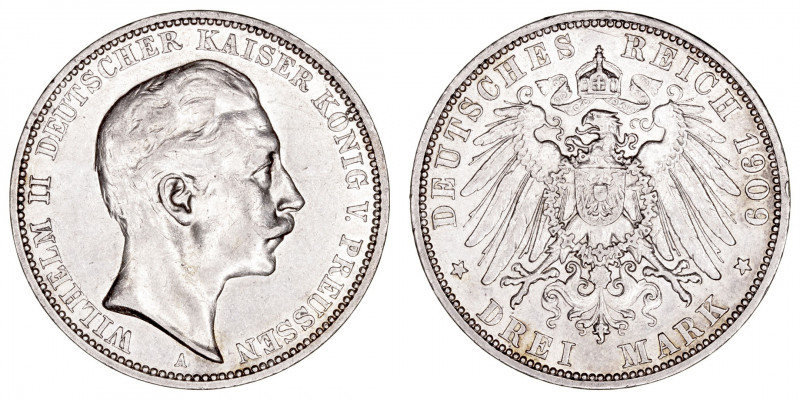Monedas Extranjeras
Alemania Guillermo II
3 Marcos. AR. 1909 A. Prusia. 16.64g...