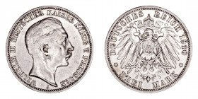 Monedas Extranjeras
Alemania Guillermo II
3 Marcos. AR. 1910 A. 16.65g. KM.527. MBC.