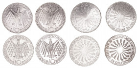 Monedas Extranjeras
Alemania
10 Marcos. AR. 1972. Lote de 4 monedas. Olimpiada de Munich. Cecas D, F, G y J. KM.130. (EBC-).