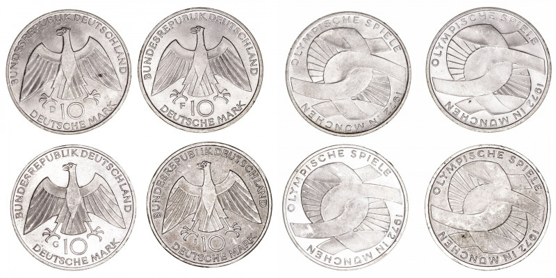 Monedas Extranjeras
Alemania
10 Marcos. AR. 1972. Lote de 4 monedas. Olimpiada...