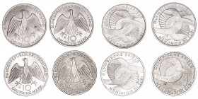 Monedas Extranjeras
Alemania
10 Marcos. AR. 1972. Lote de 4 monedas. Olimpiada de Munich. Cecas D, F, G y J. KM.131. (EBC-).