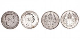 Monedas Extranjeras
Austria Francisco José I
Corona. AR. Lote de 2 monedas. 1913 y 1915. KM.2820. Suave pátina. (EBC a MBC+).