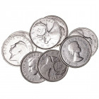 Monedas Extranjeras
Canadá
25 Cents. AR. Lote de 8 monedas. 1941, 1943, 1944, 1949, 1951, 1952, 1962 y 1968. KM.44. MBC+ a MBC-.