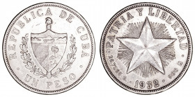 Monedas Extranjeras
Cuba
Peso. AR. 1932. 26.75g. KM.15. MBC-/MBC.